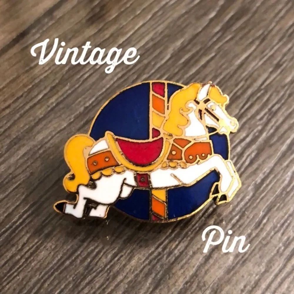 Vintage Carousel Horse Pin Cloisonné Enamel Made By Gift Creations